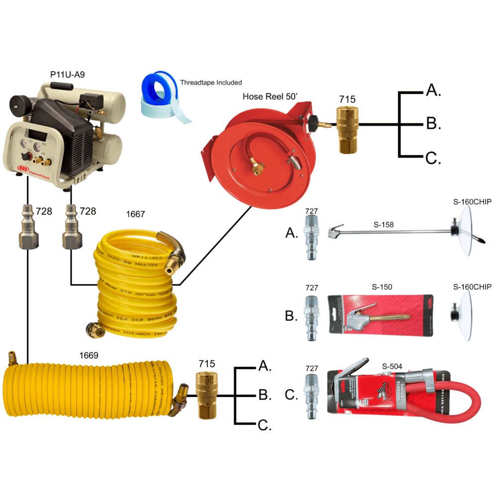 4 Gallon Compressor AND Kit *with* Hose Reel