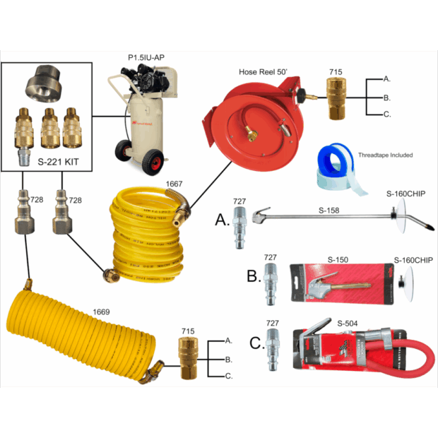 20 Gallon Compressor AND Kit *with* Hose Reel