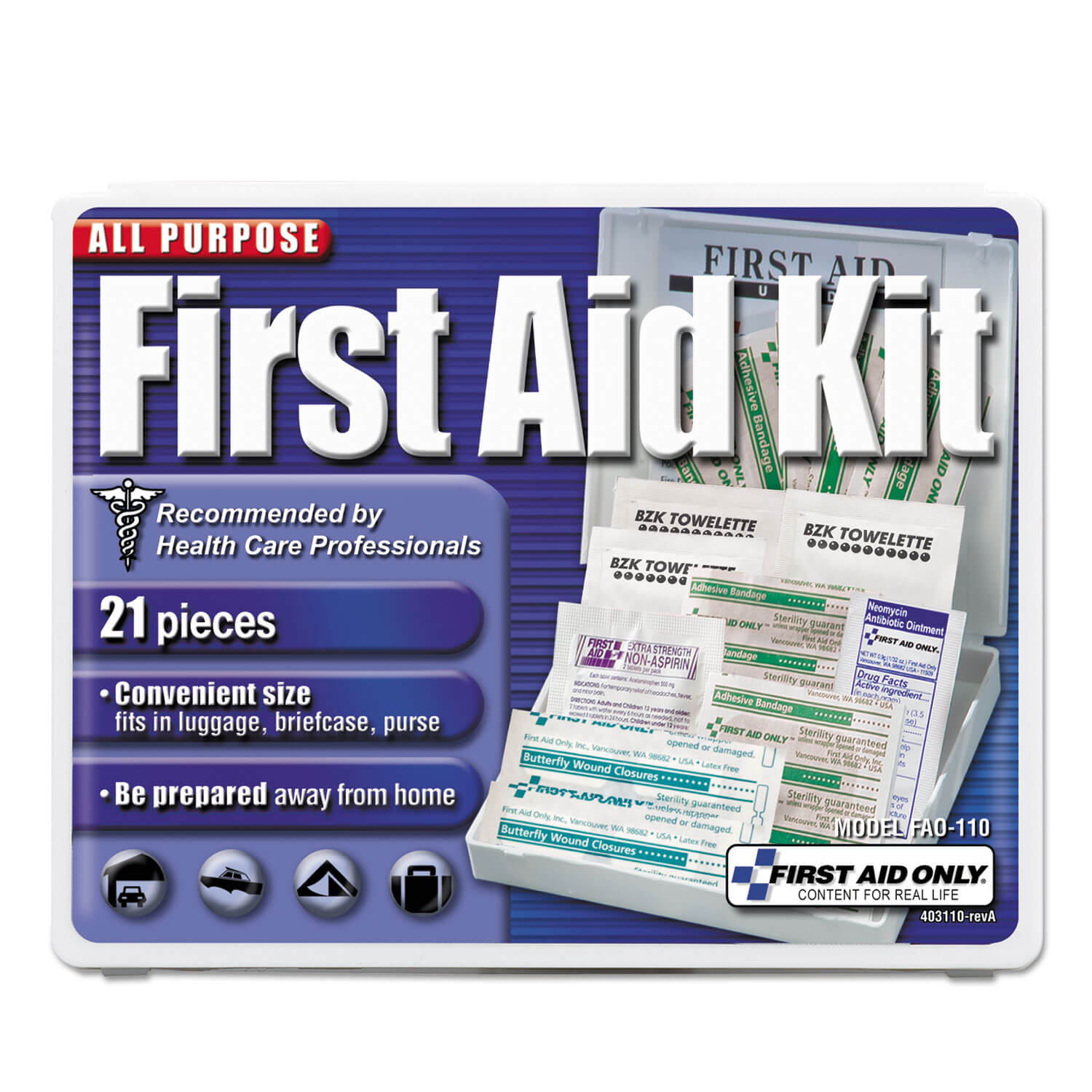 All-Purpose First Aid Kit, 21 Pieces