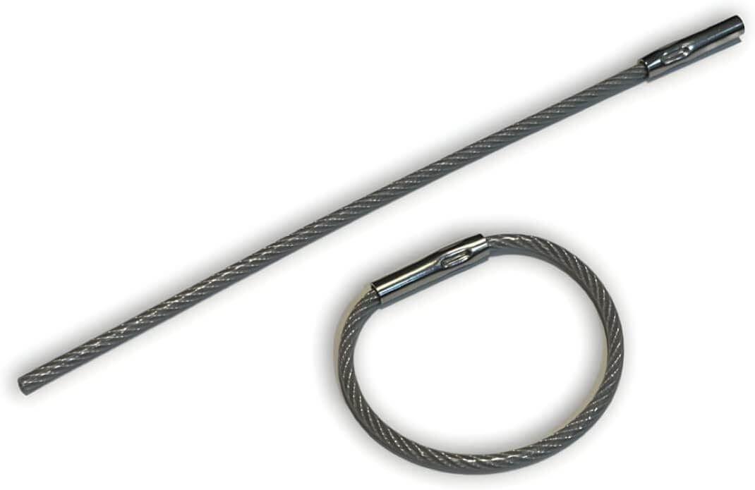 5.5" Clear Nylon Coated Stainless Steel Tamper Proof Crimp Wire Key Ring Loop ,100 Pack